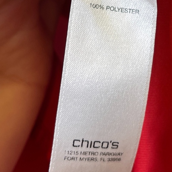 Chico’s | NWT Red Textured Gold Button Down Charmeuse Chic Blouse - Picture 15 of 16